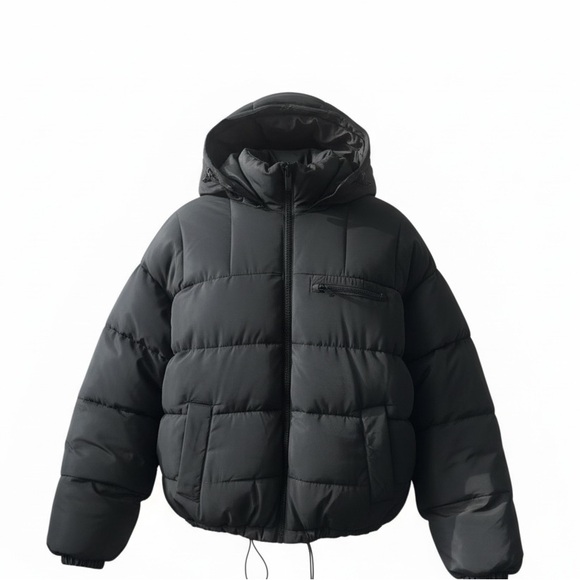 Urban Outfitters Jackets & Blazers - Urban Outfitters Black Hooded Cropped Puffer Jacket | Cozy Winter Coat Small